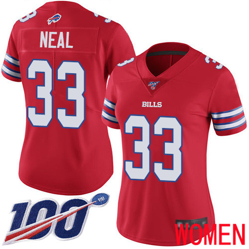 Women Buffalo Bills #33 Siran Neal Limited Red Rush Vapor Untouchable 100th Season NFL Jersey->women nfl jersey->Women Jersey